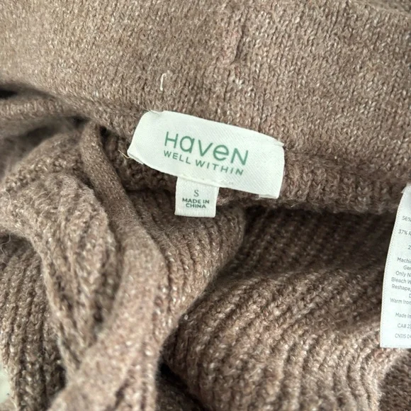 Haven Well Within Women's Size Small Brown Organic Cotton Blend Ribbed Joggers - Picture 4 of 7